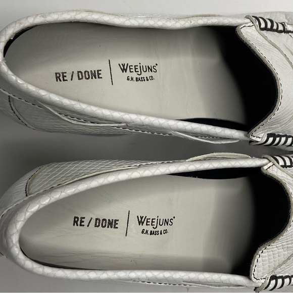 RE/DONE + WEEJUNS The Winsome Heel Loafer in White Textured Leather - Picture 5 of 16